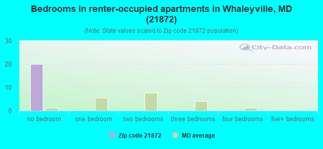 Bedrooms in renter-occupied apartments in Whaleyville, MD (21872) 