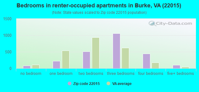 Bedrooms in renter-occupied apartments in Burke, VA (22015) 