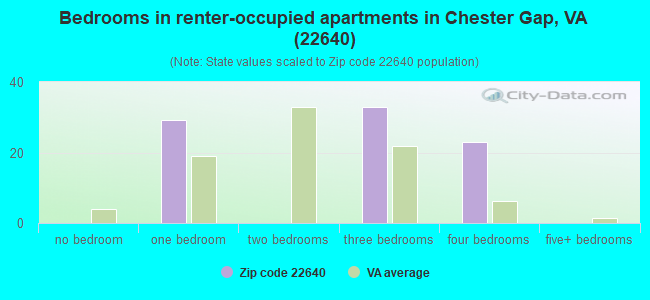 Bedrooms in renter-occupied apartments in Chester Gap, VA (22640) 