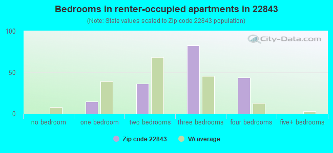 Bedrooms in renter-occupied apartments in 22843 