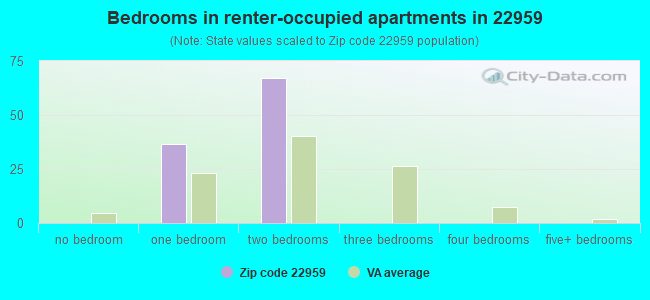Bedrooms in renter-occupied apartments in 22959 