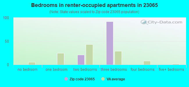 Bedrooms in renter-occupied apartments in 23065 