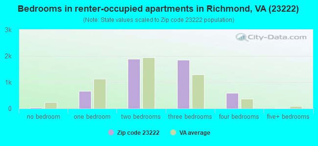Bedrooms in renter-occupied apartments in Richmond, VA (23222) 