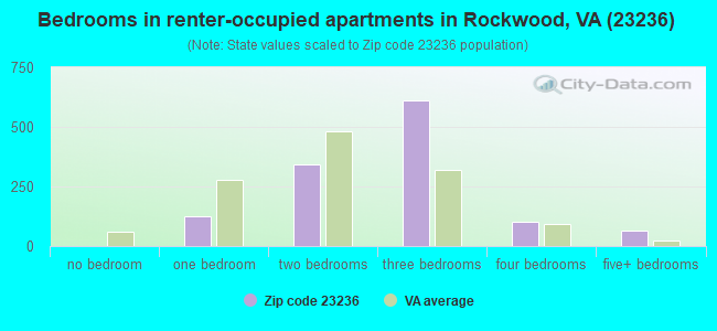 Bedrooms in renter-occupied apartments in Rockwood, VA (23236) 