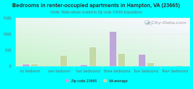 Bedrooms in renter-occupied apartments in Hampton, VA (23665) 