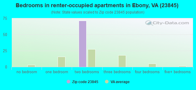 Bedrooms in renter-occupied apartments in Ebony, VA (23845) 