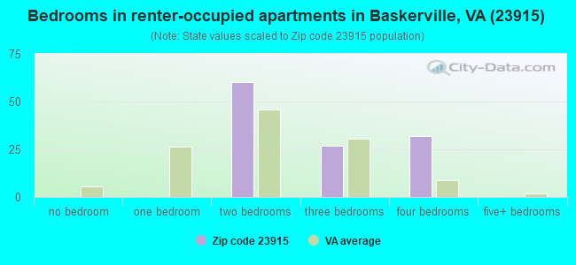 Bedrooms in renter-occupied apartments in Baskerville, VA (23915) 