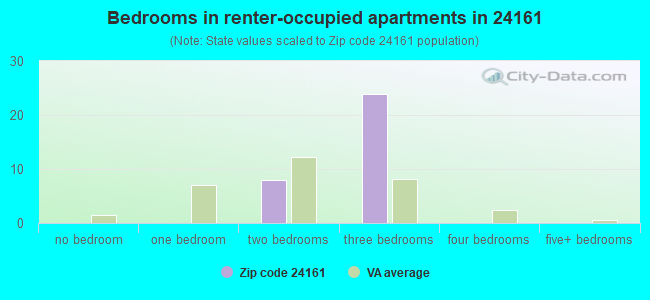 Bedrooms in renter-occupied apartments in 24161 