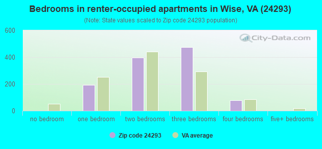 Bedrooms in renter-occupied apartments in Wise, VA (24293) 