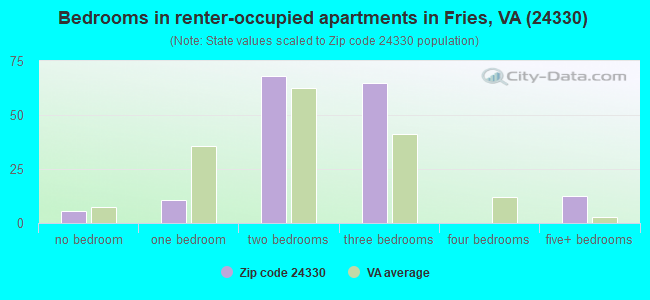 Bedrooms in renter-occupied apartments in Fries, VA (24330) 