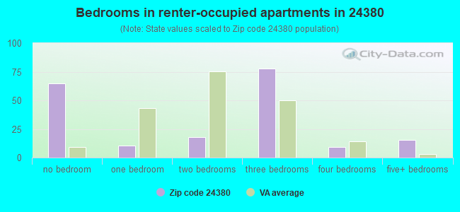 Bedrooms in renter-occupied apartments in 24380 
