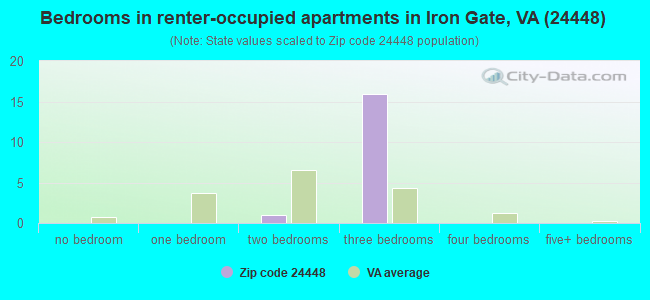 Bedrooms in renter-occupied apartments in Iron Gate, VA (24448) 