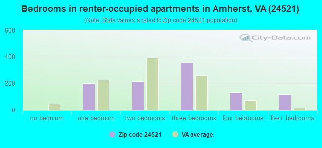 Bedrooms in renter-occupied apartments in Amherst, VA (24521) 