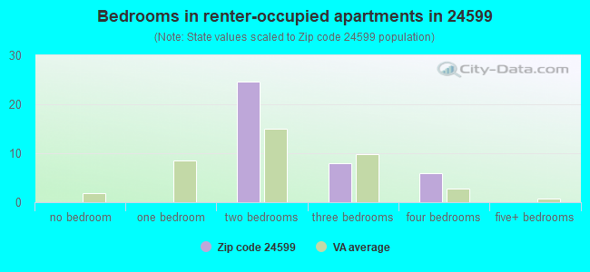 Bedrooms in renter-occupied apartments in 24599 