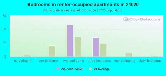 Bedrooms in renter-occupied apartments in 24620 