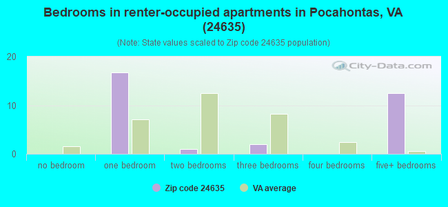 Bedrooms in renter-occupied apartments in Pocahontas, VA (24635) 