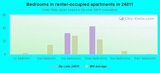 Bedrooms in renter-occupied apartments in 24811 