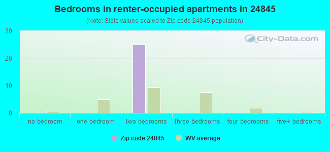 Bedrooms in renter-occupied apartments in 24845 