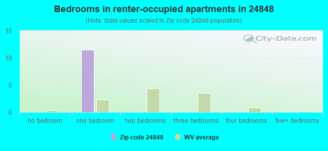 Bedrooms in renter-occupied apartments in 24848 