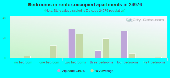 Bedrooms in renter-occupied apartments in 24976 