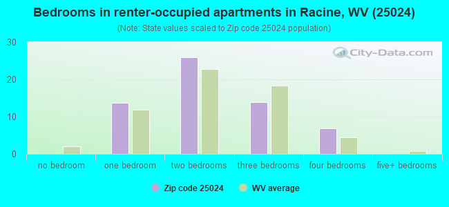 Bedrooms in renter-occupied apartments in Racine, WV (25024) 