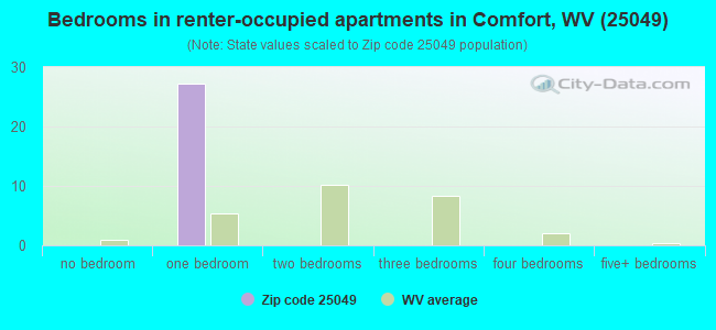 Bedrooms in renter-occupied apartments in Comfort, WV (25049) 
