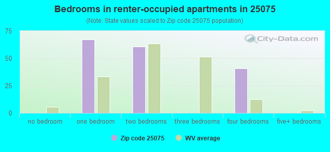 Bedrooms in renter-occupied apartments in 25075 