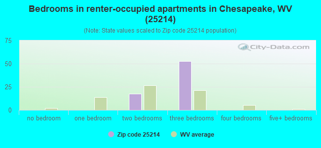Bedrooms in renter-occupied apartments in Chesapeake, WV (25214) 