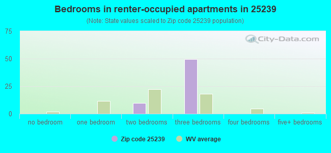 Bedrooms in renter-occupied apartments in 25239 
