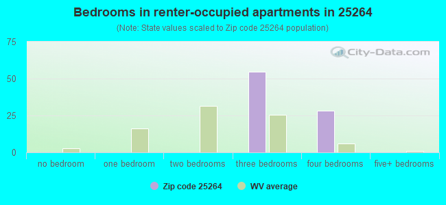 Bedrooms in renter-occupied apartments in 25264 