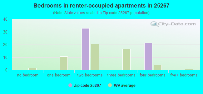 Bedrooms in renter-occupied apartments in 25267 