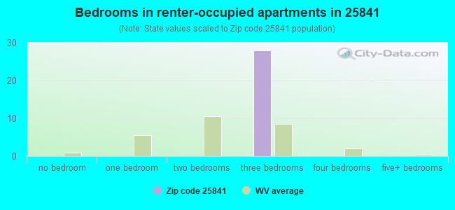 Bedrooms in renter-occupied apartments in 25841 