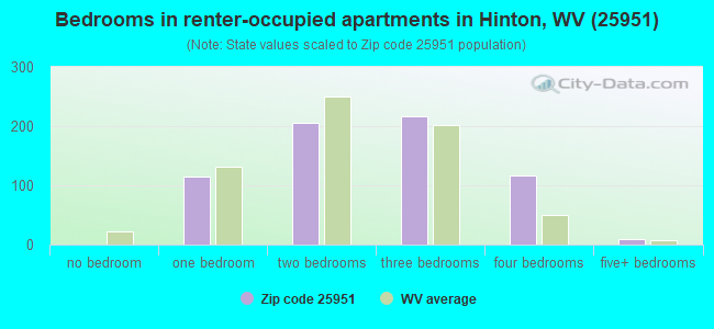 Bedrooms in renter-occupied apartments in Hinton, WV (25951) 