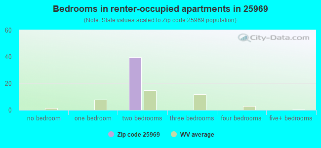 Bedrooms in renter-occupied apartments in 25969 