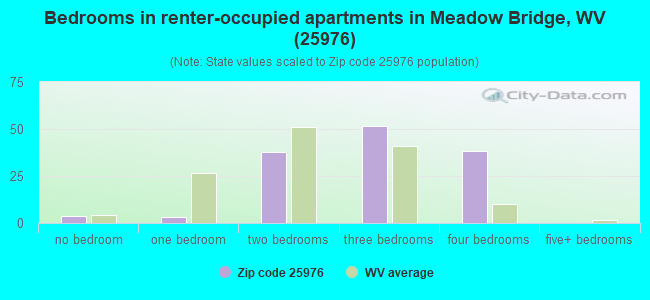 Bedrooms in renter-occupied apartments in Meadow Bridge, WV (25976) 