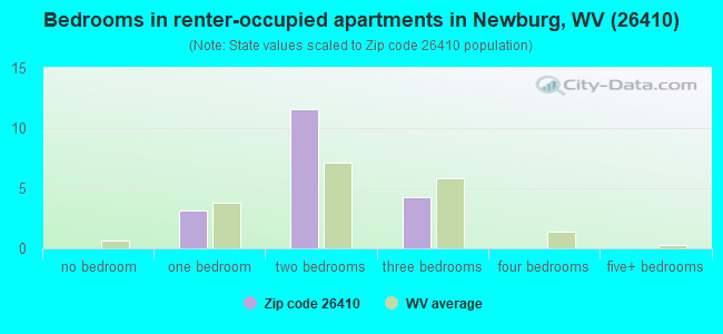 Bedrooms in renter-occupied apartments in Newburg, WV (26410) 