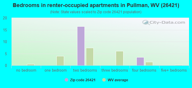 Bedrooms in renter-occupied apartments in Pullman, WV (26421) 