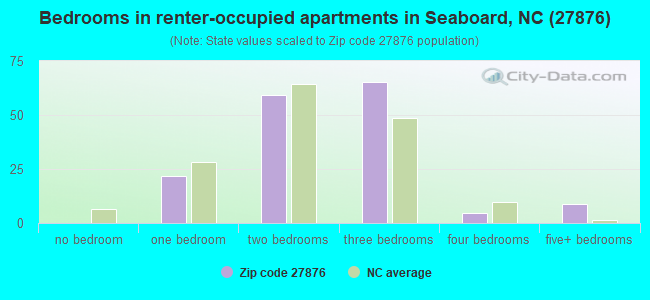 Bedrooms in renter-occupied apartments in Seaboard, NC (27876) 