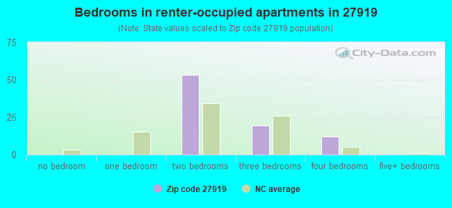 Bedrooms in renter-occupied apartments in 27919 