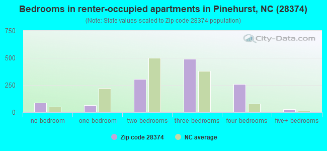 Bedrooms in renter-occupied apartments in Pinehurst, NC (28374) 