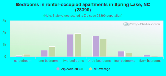 Bedrooms in renter-occupied apartments in Spring Lake, NC (28390) 