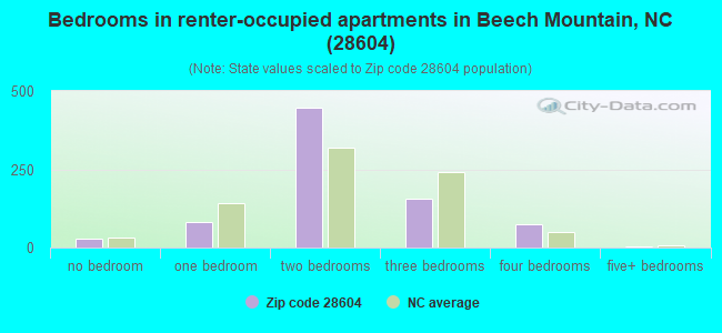 Bedrooms in renter-occupied apartments in Beech Mountain, NC (28604) 