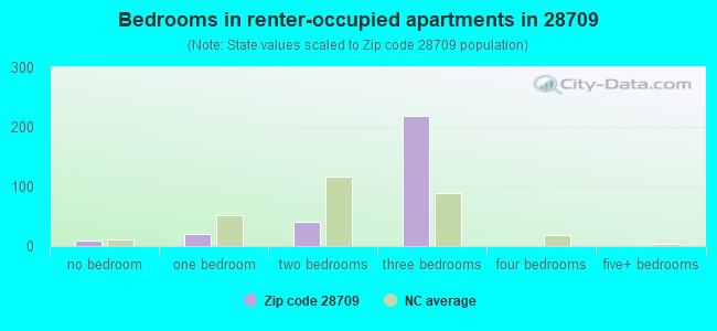 Bedrooms in renter-occupied apartments in 28709 