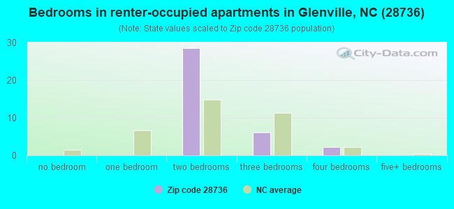 Bedrooms in renter-occupied apartments in Glenville, NC (28736) 