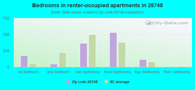Bedrooms in renter-occupied apartments in 28748 