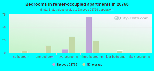 Bedrooms in renter-occupied apartments in 28766 