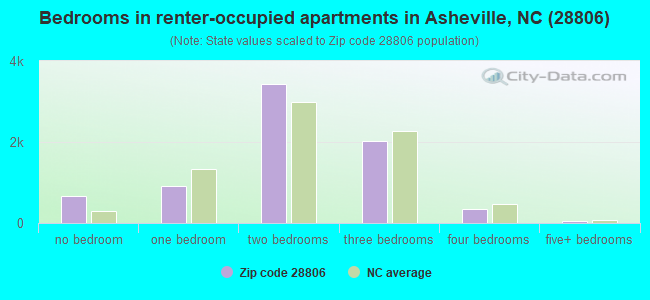Bedrooms in renter-occupied apartments in Asheville, NC (28806) 