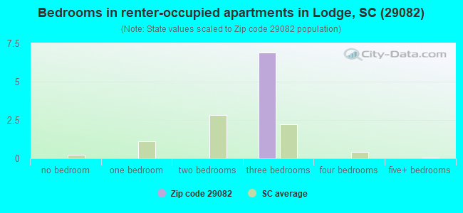 Bedrooms in renter-occupied apartments in Lodge, SC (29082) 