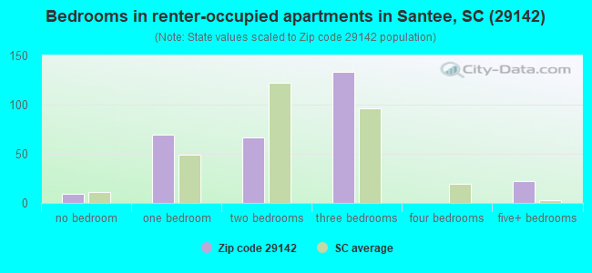 Bedrooms in renter-occupied apartments in Santee, SC (29142) 