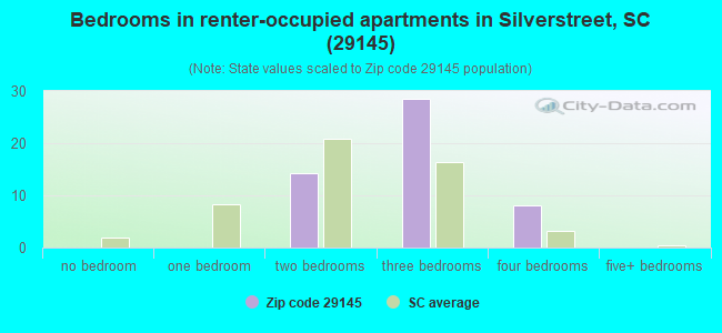 Bedrooms in renter-occupied apartments in Silverstreet, SC (29145) 